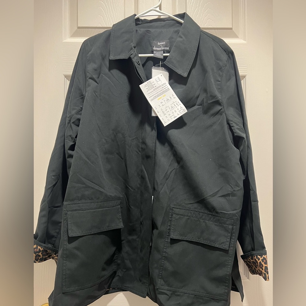 NEW Dennis by Dennis Basso Jacket with Leopard Print Lining Size Large NWT